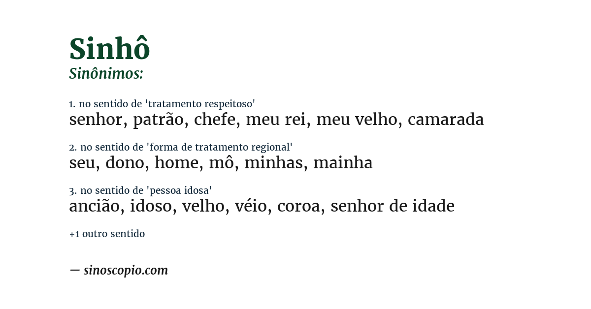 Sinônimo de sinhô