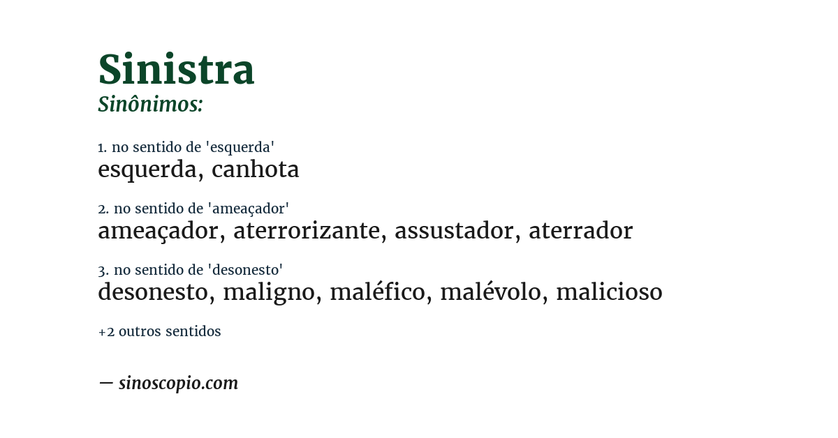 Sinônimo de sinistra