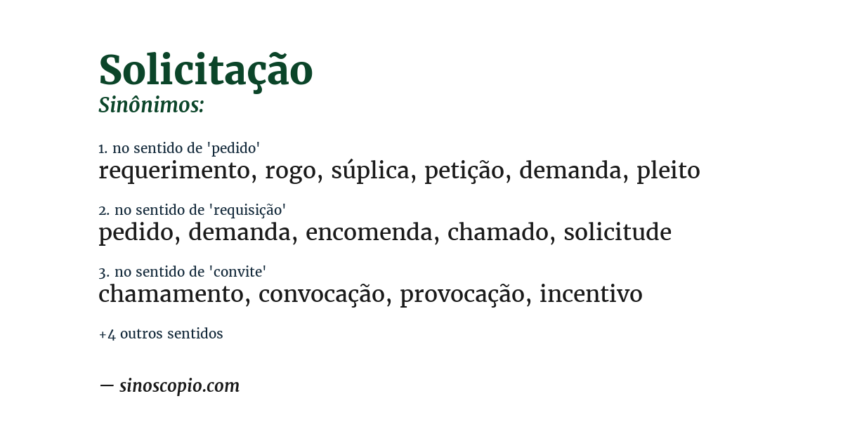 Sinônimo de solicitação