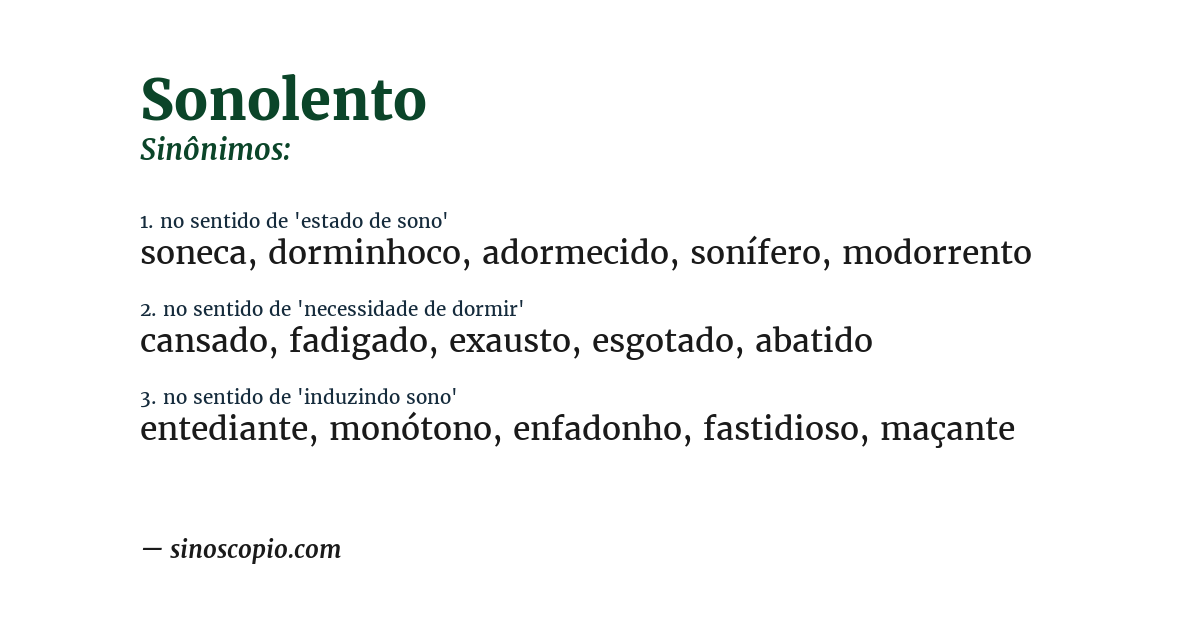 Sinônimo de sonolento