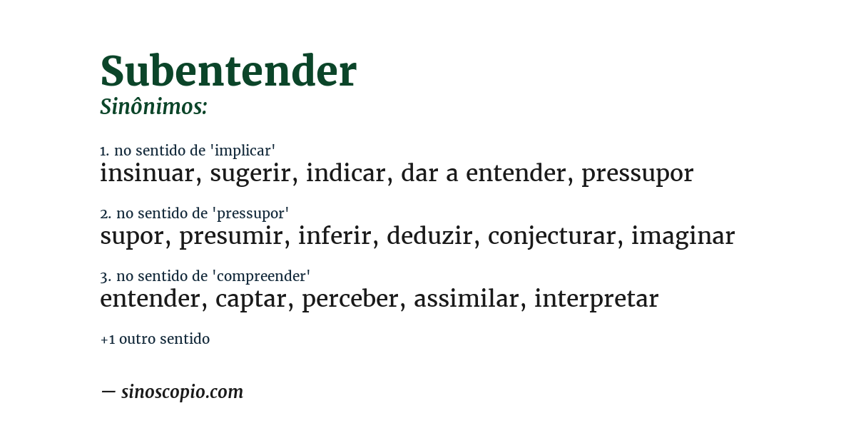 Sinônimo de subentender