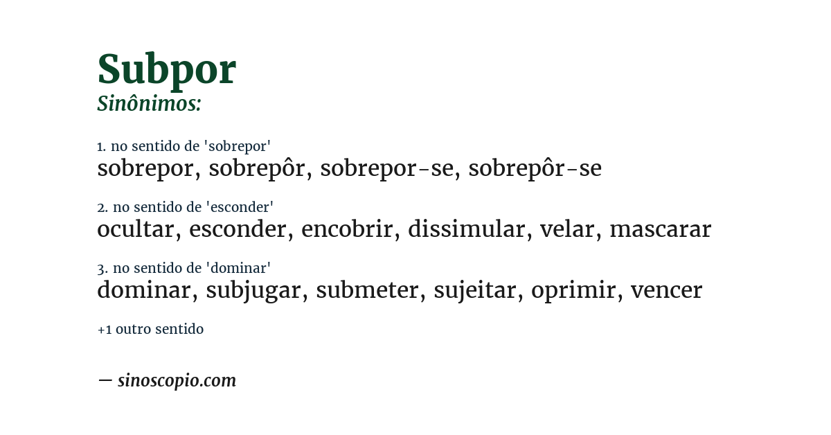 Sinônimo de subpor