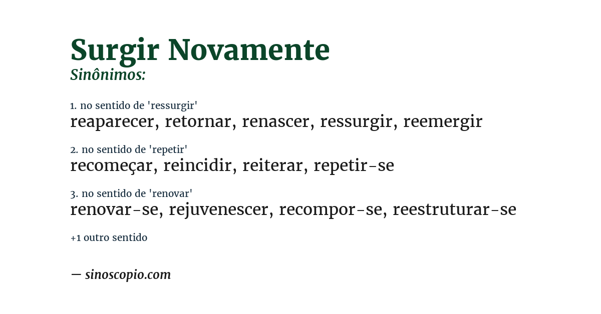 Sinônimo de surgir novamente