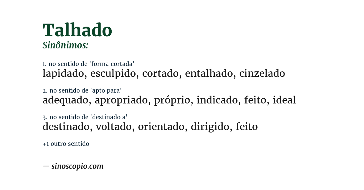 Sinônimo de talhado