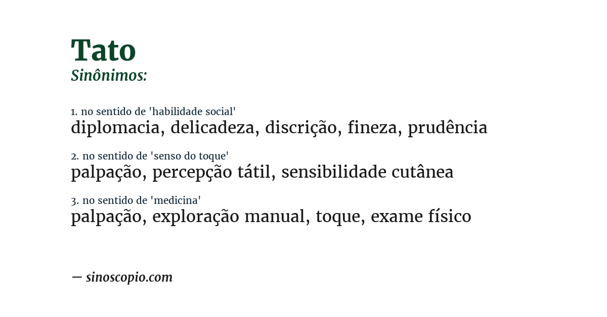 Sinônimo de tato