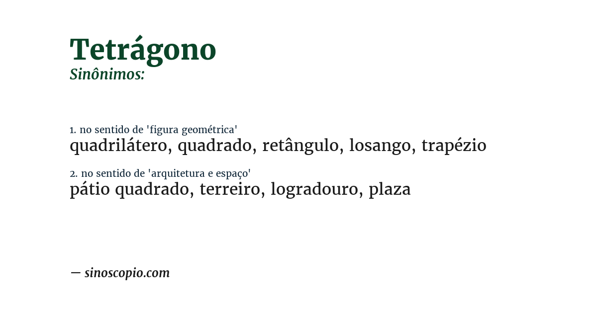 Sinônimo de tetrágono