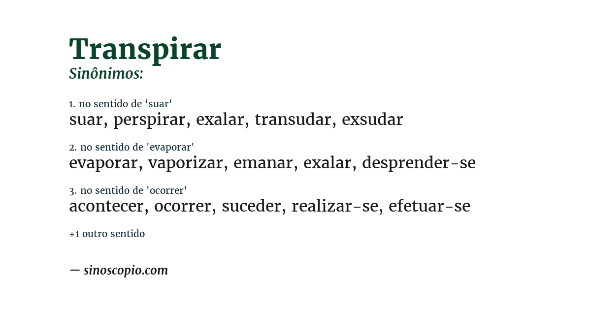 Sinônimo de transpirar