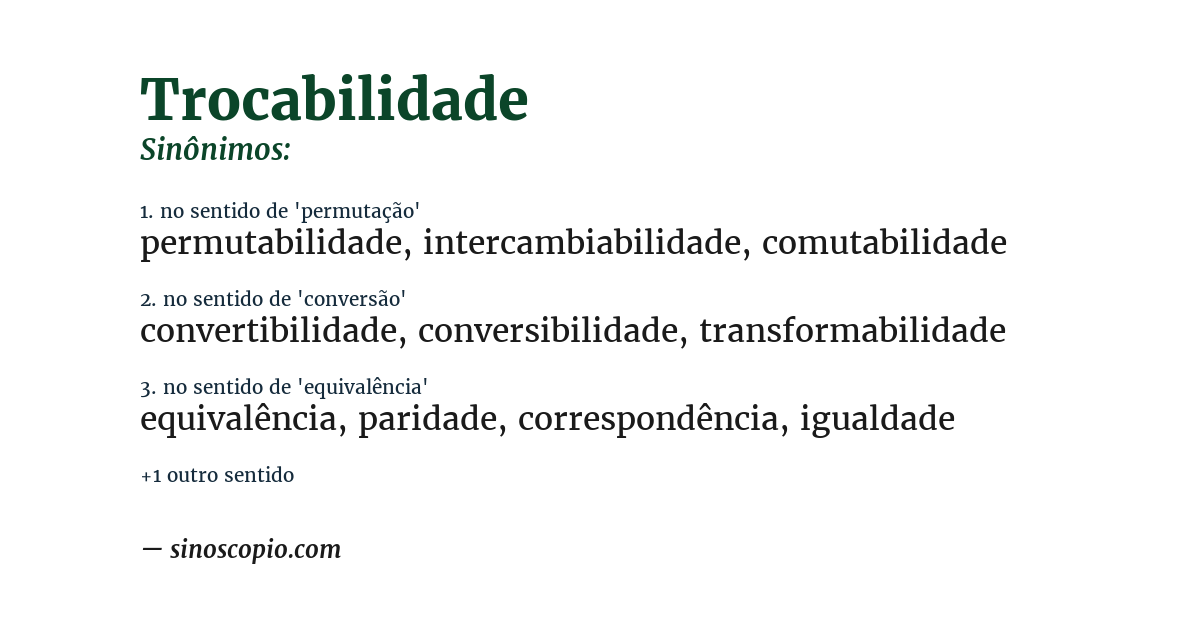Sinônimo de trocabilidade