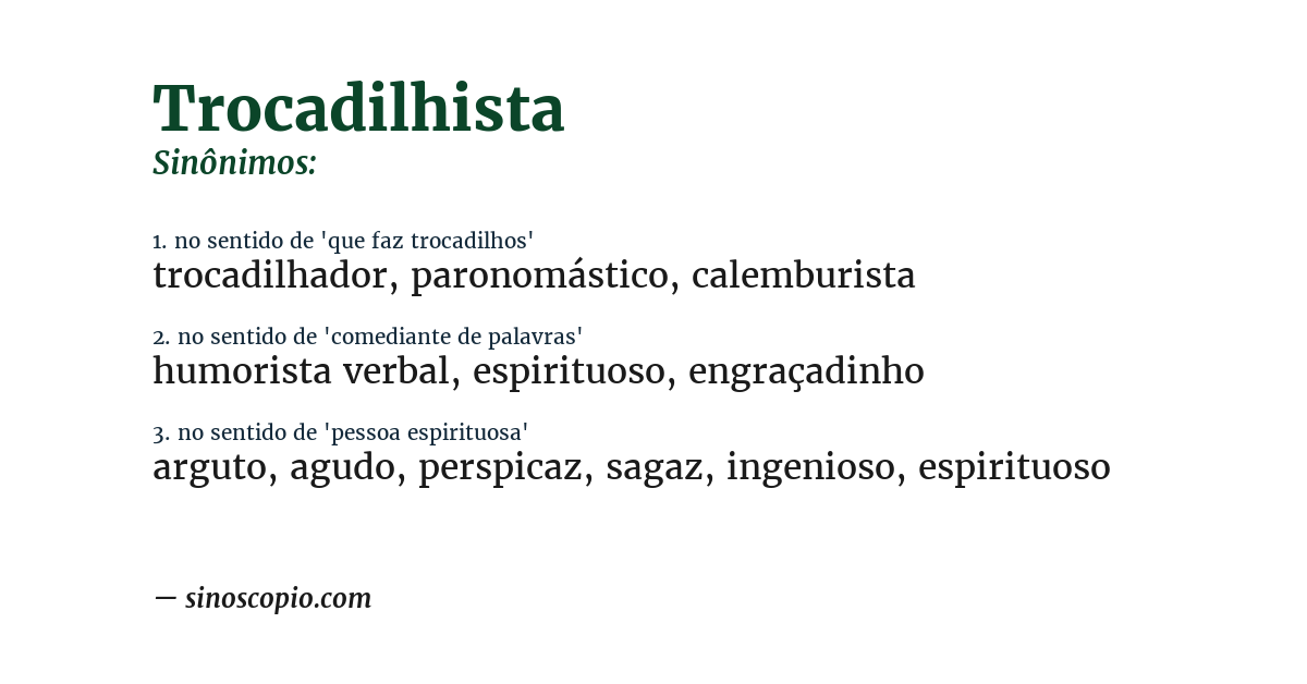 Sinônimo de trocadilhista