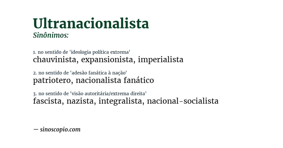 Sinônimo de ultranacionalista