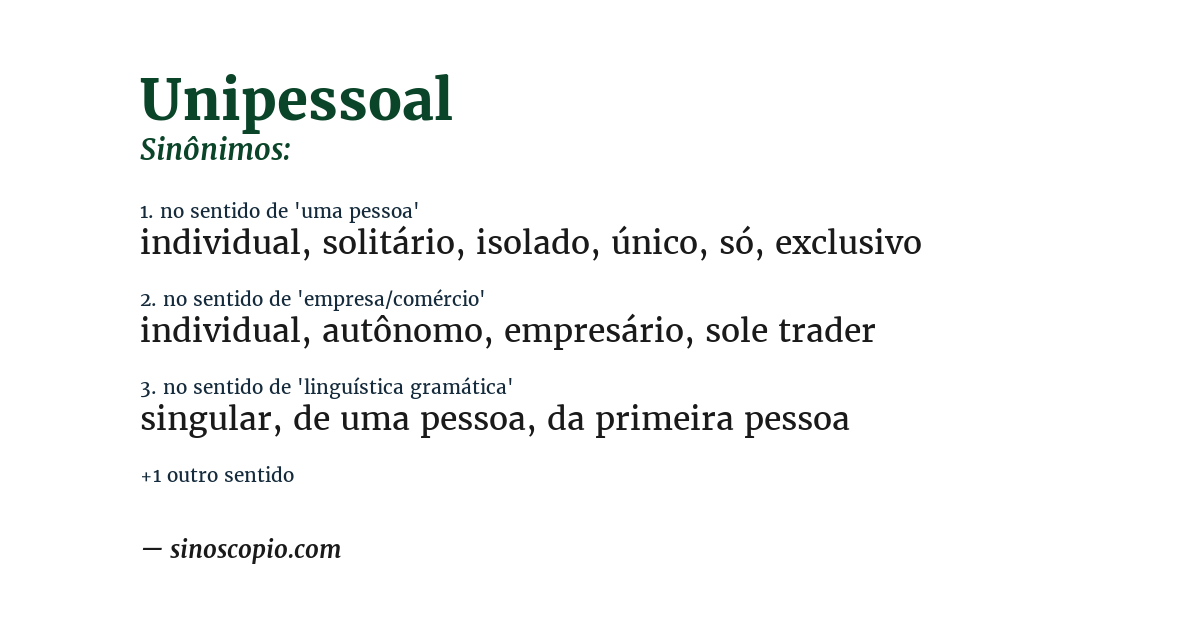 Sinônimo de unipessoal