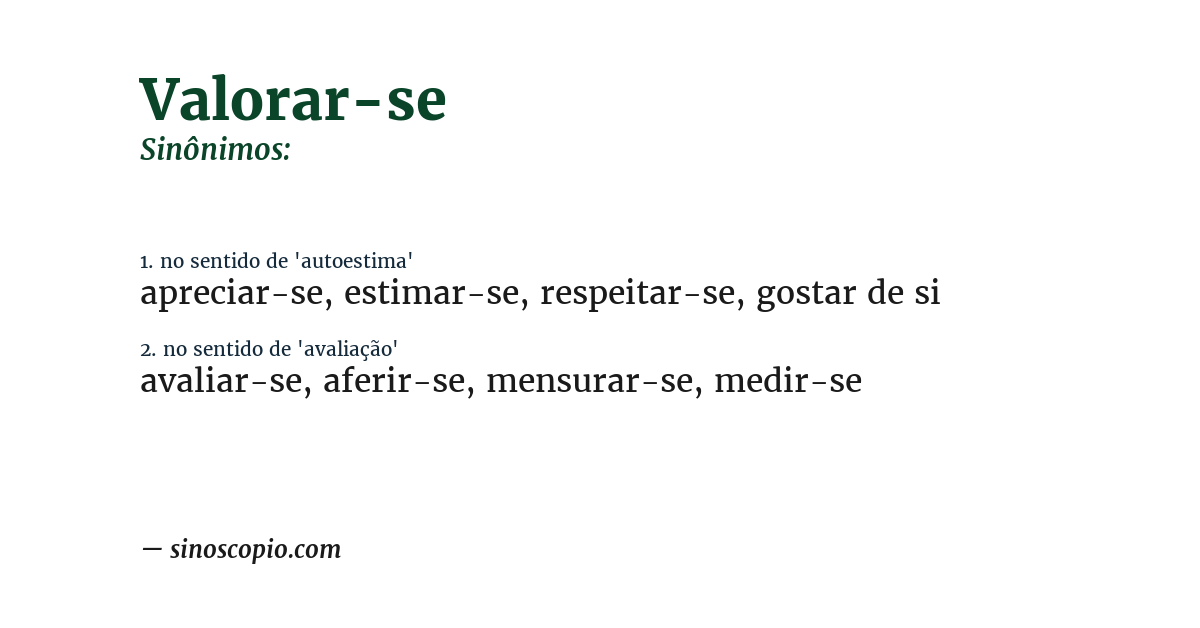 Sinônimo de valorar-se