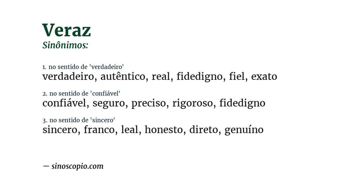 Sinônimo de veraz