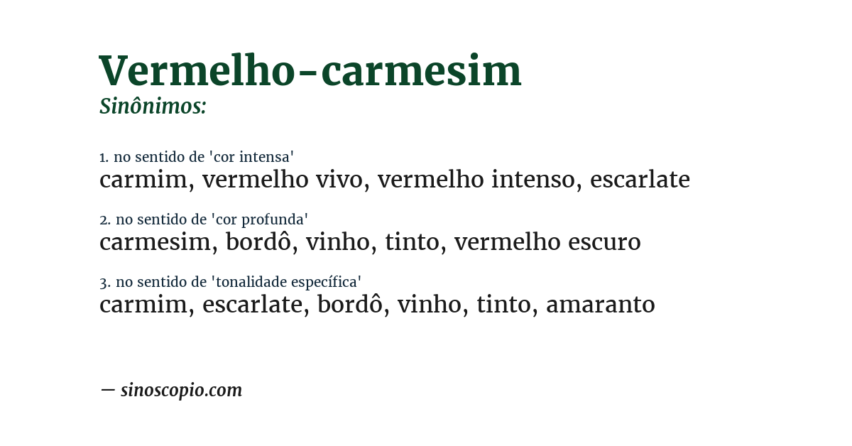 Sinônimo de vermelho-carmesim