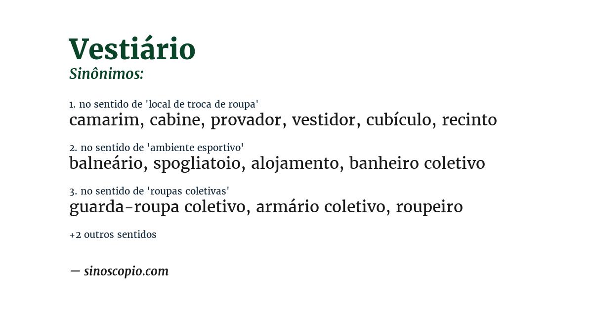 Sinônimo de vestiário