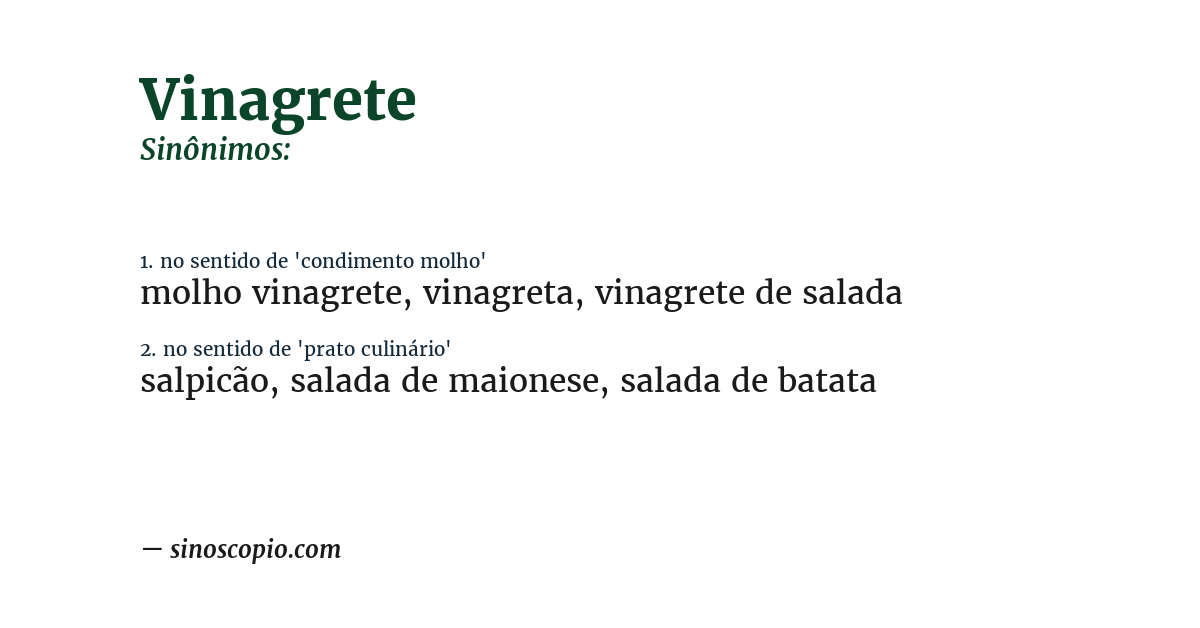 Sinônimo de vinagrete