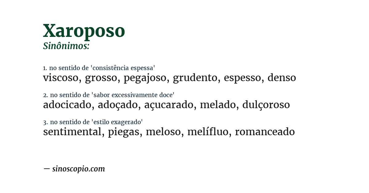 Sinônimo de xaroposo