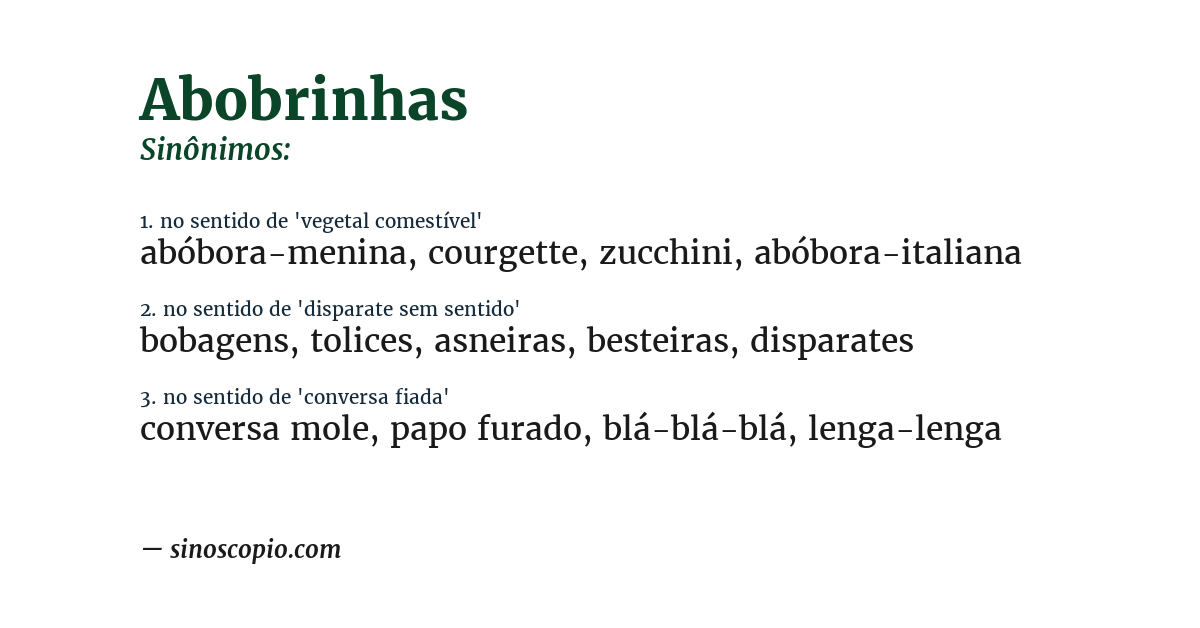 Sinônimo de abobrinhas