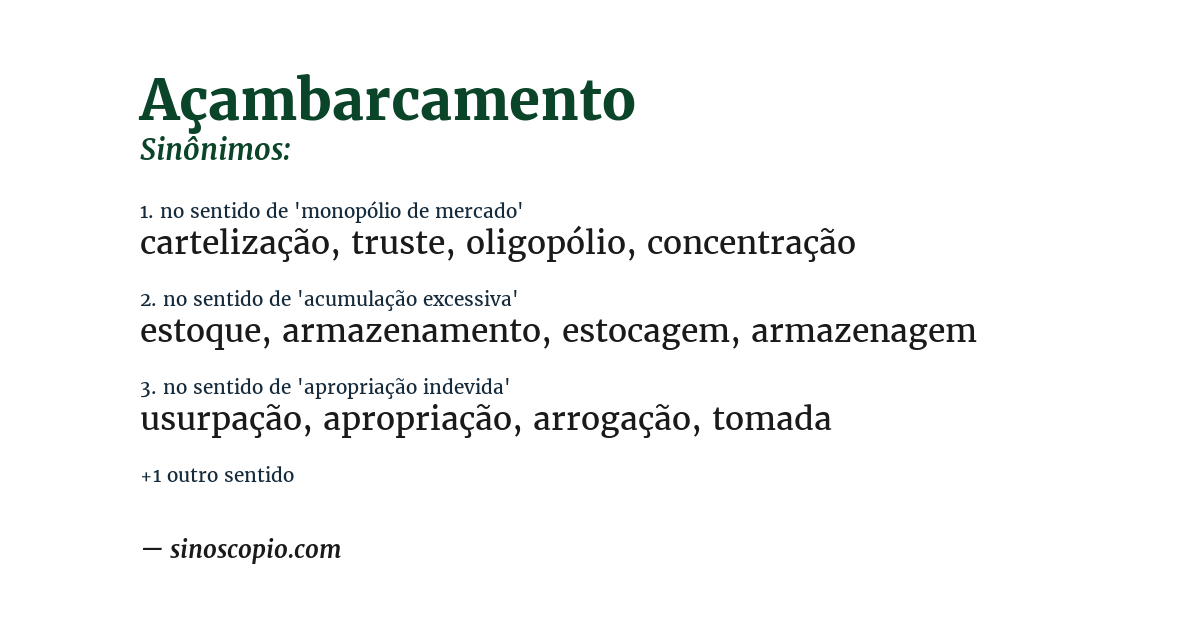 Sinônimo de açambarcamento