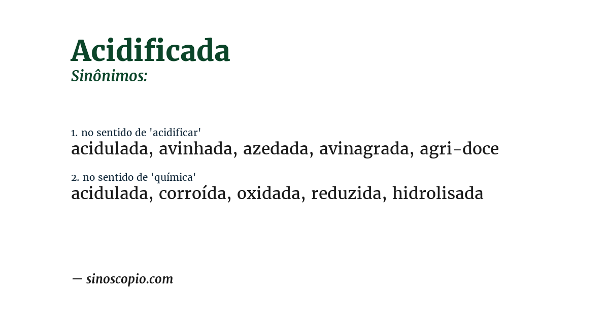 Sinônimo de acidificada