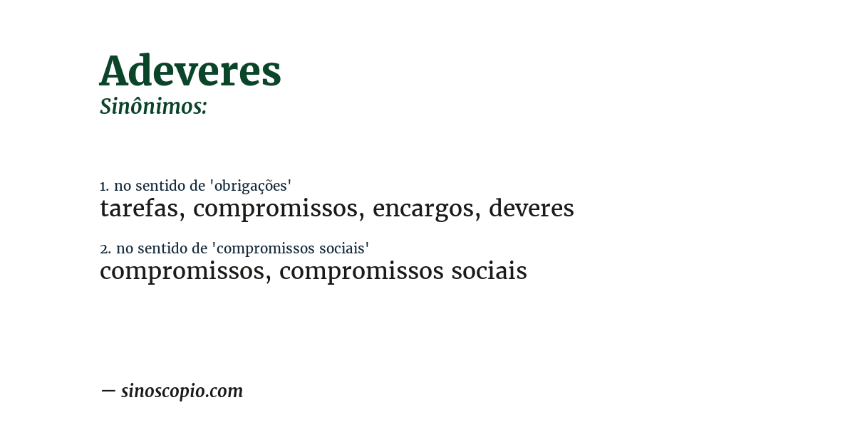 Sinônimo de adeveres