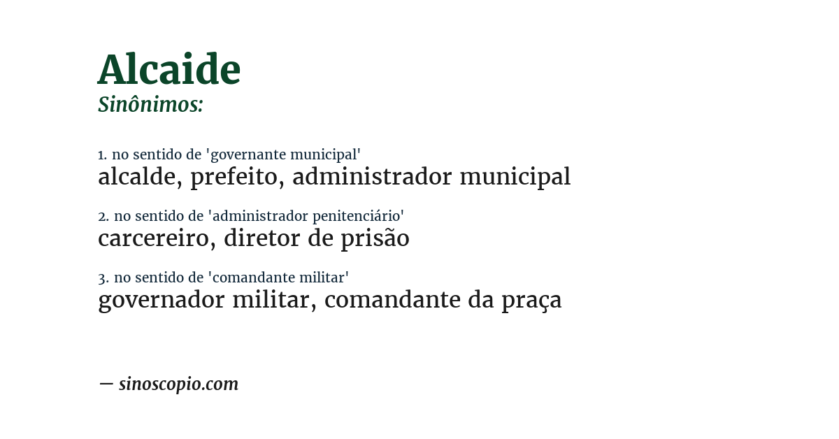 Sinônimo de alcaide