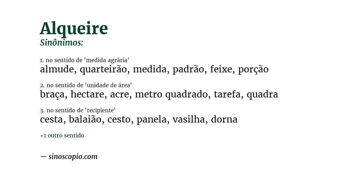 Sinônimo de alqueire