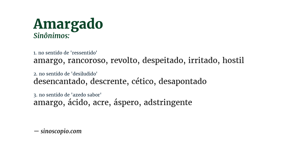 Sinônimo de amargado