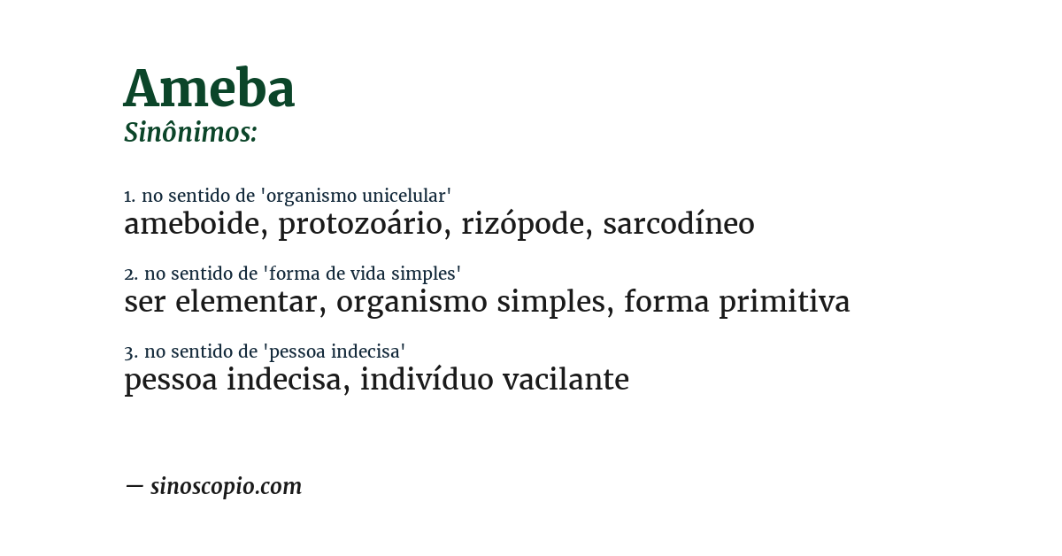 Sinônimo de ameba