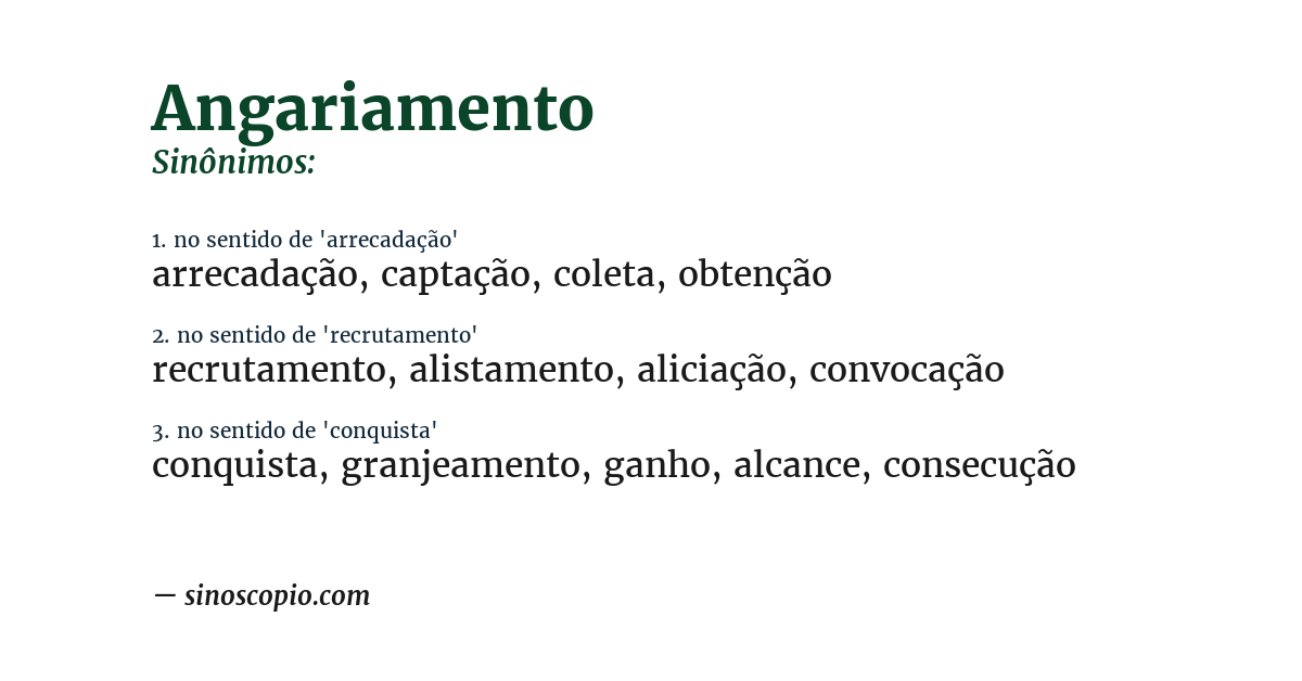 Sinônimo de angariamento