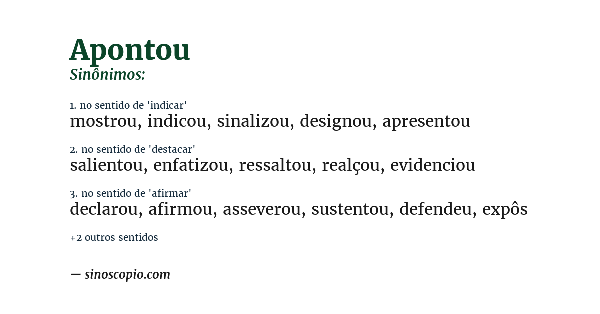 Sinônimo de apontou
