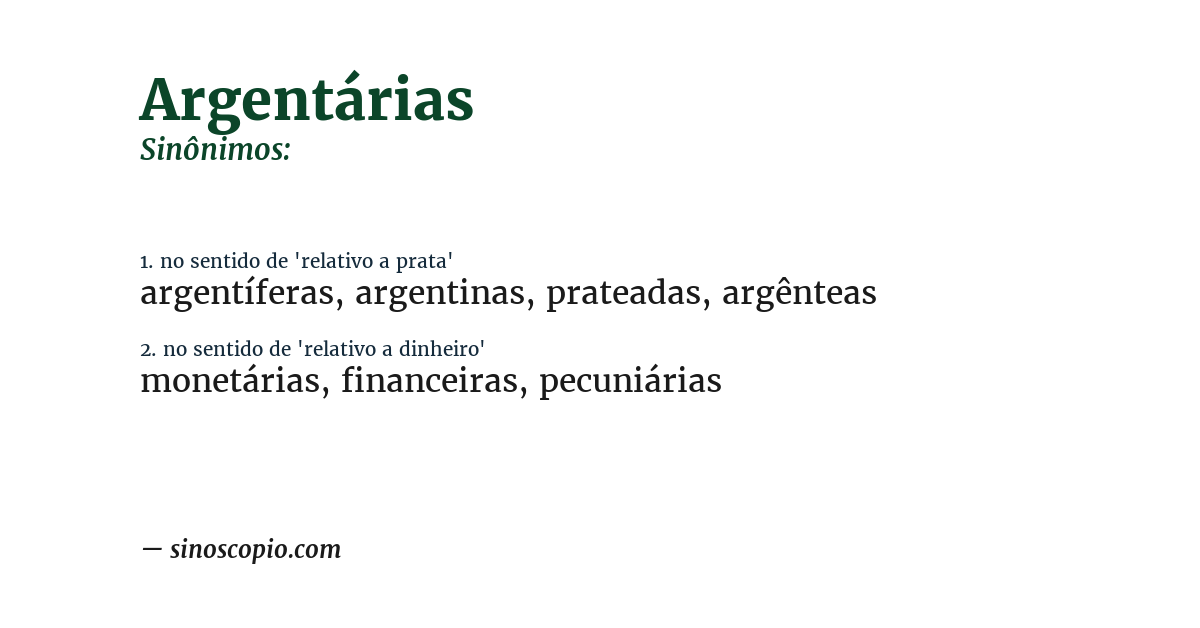 Sinônimo de argentárias