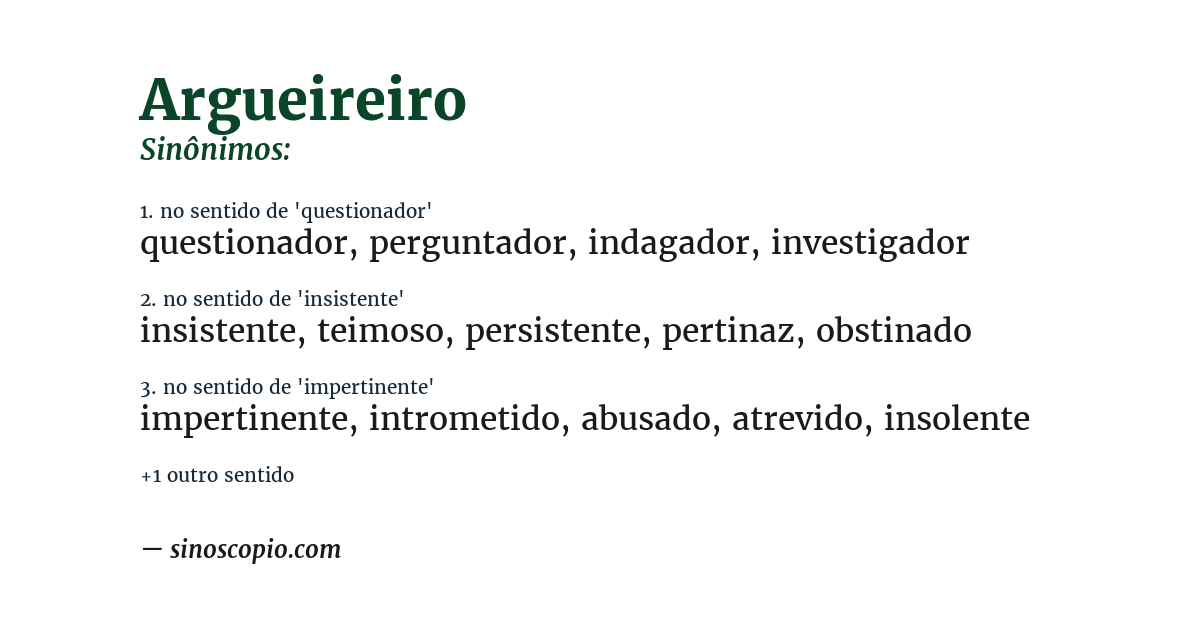 Sinônimo de argueireiro
