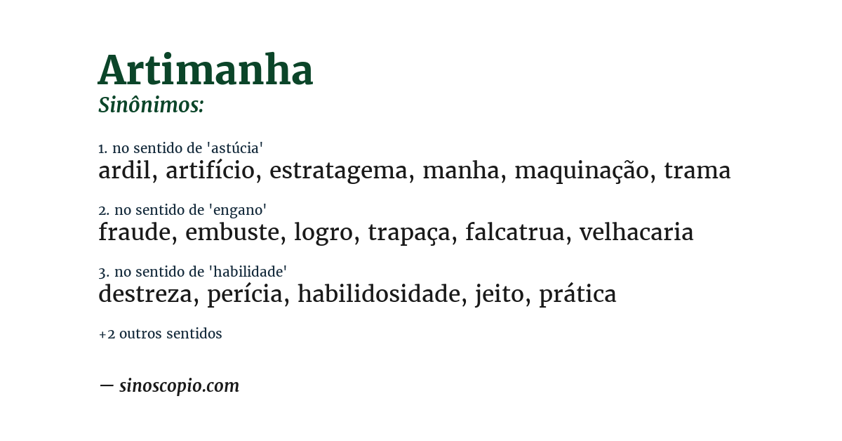 Sinônimo de artimanha