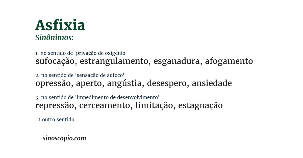 Sinônimo de asfixia