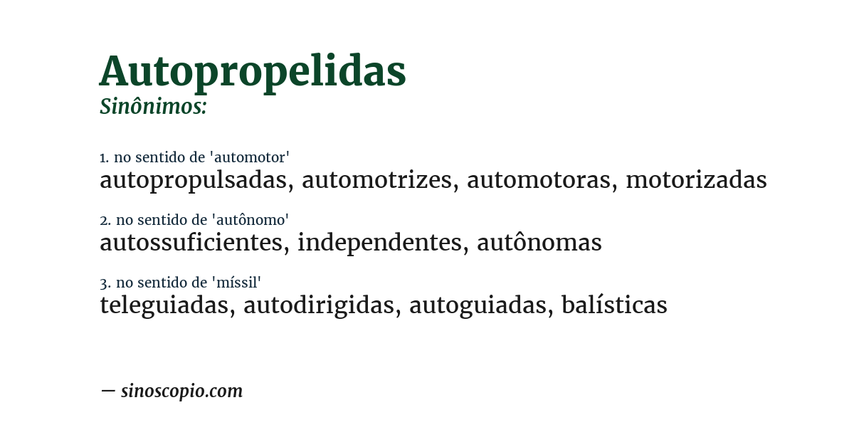 Sinônimo de autopropelidas