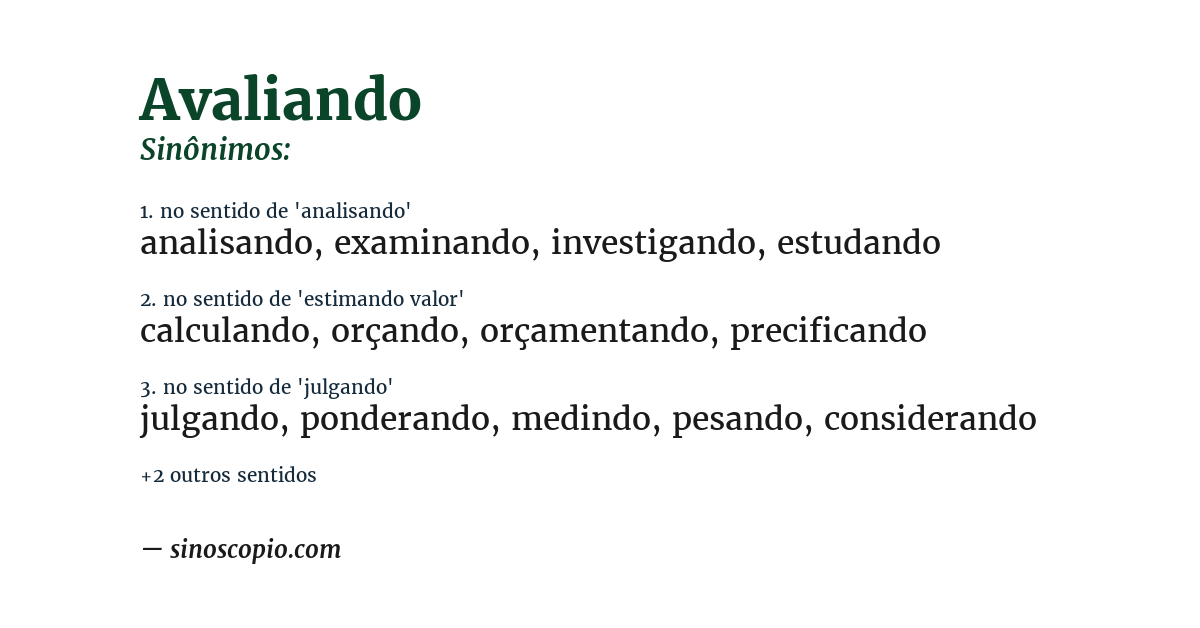 Sinônimo de avaliando