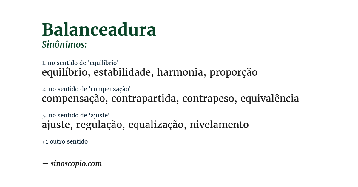 Sinônimo de balanceadura