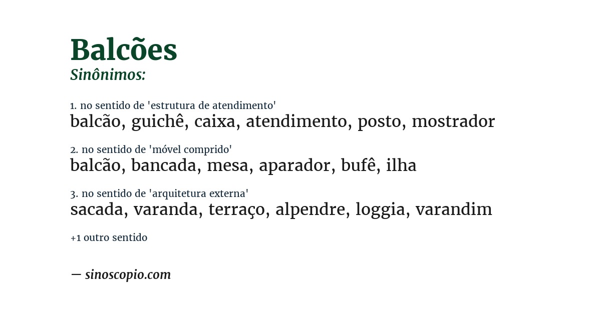 Sinônimo de balcões