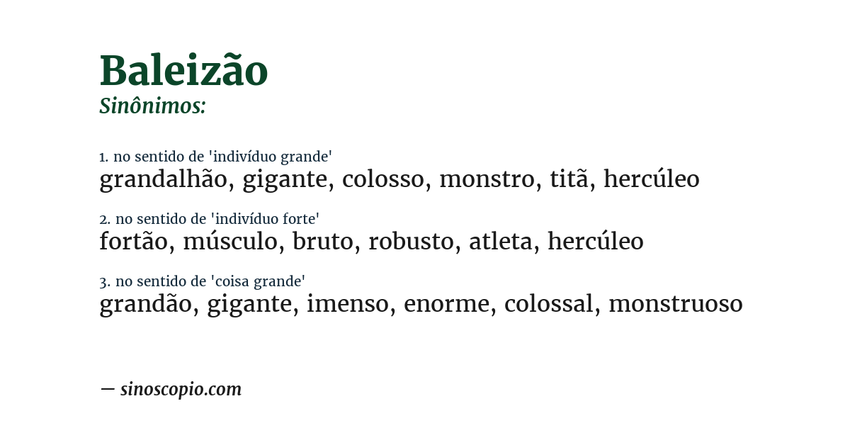 Sinônimo de baleizão