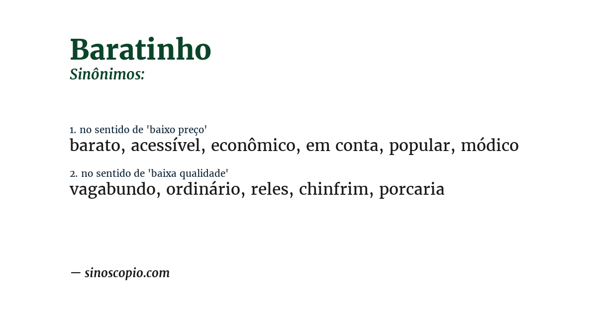 Sinônimo de baratinho