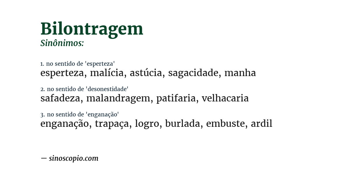 Sinônimo de bilontragem