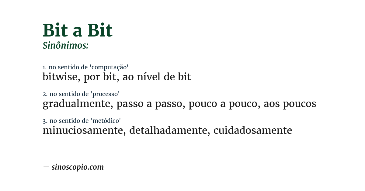 Sinônimo de bit a bit