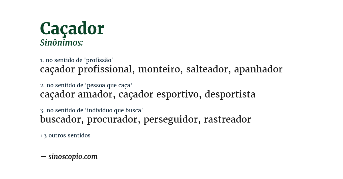 Sinônimo de caçador