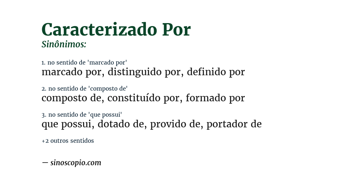 Sinônimo de caracterizado por
