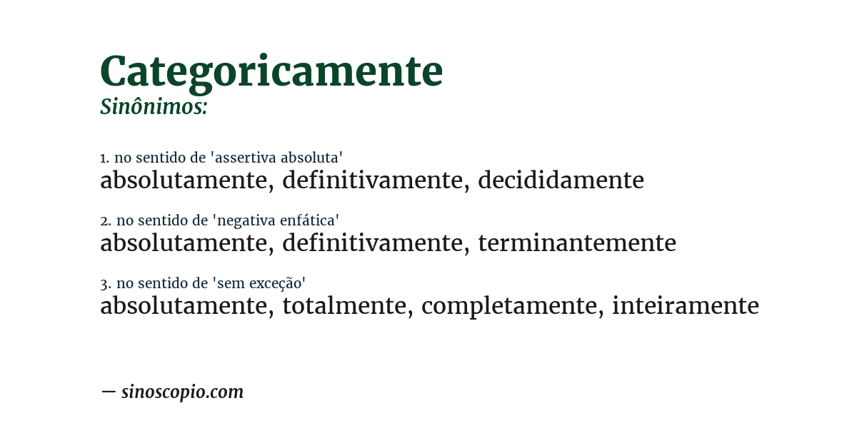 Sinônimo de categoricamente