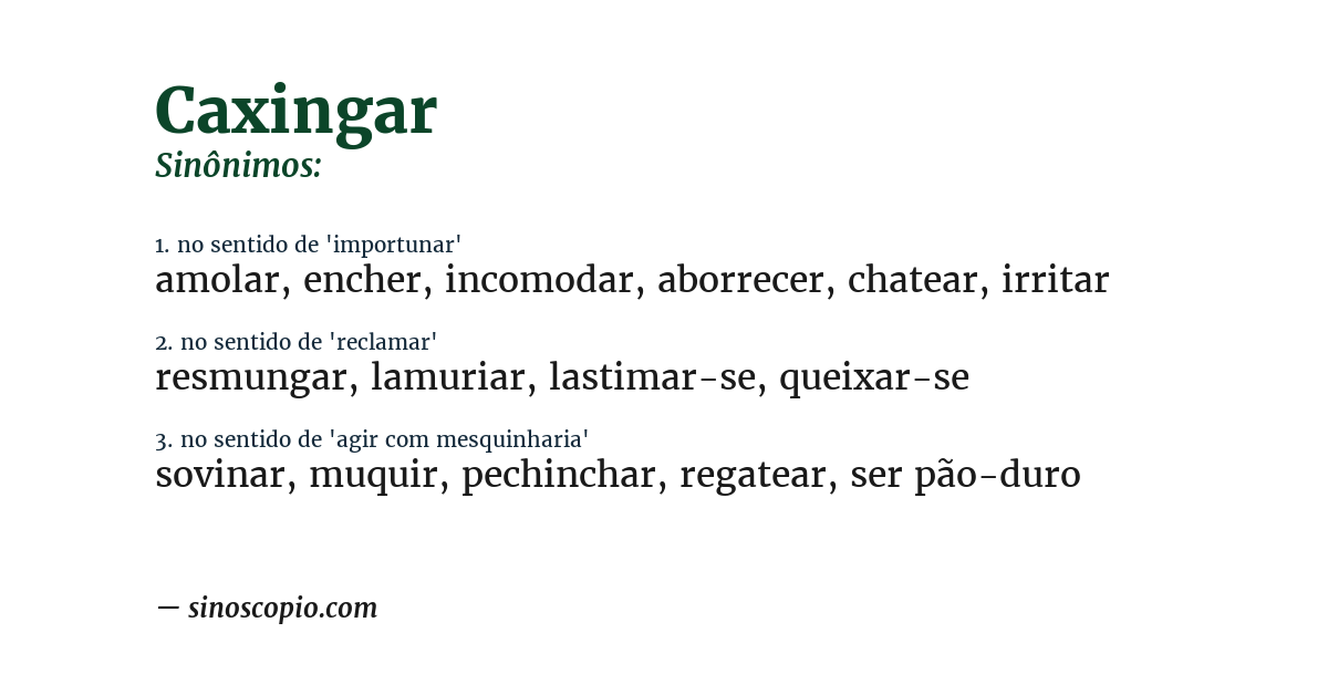 Sinônimo de caxingar