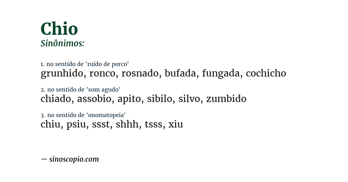 Sinônimo de chio
