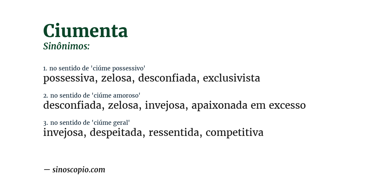 Sinônimo de ciumenta