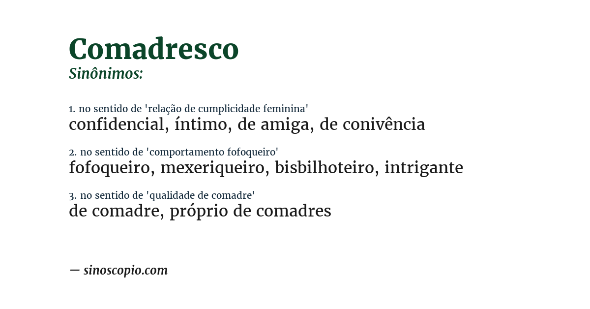 Sinônimo de comadresco